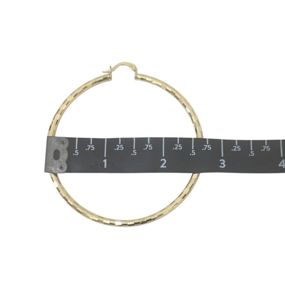 NEW Gold Filled Gold-Tone Large Hoop Earrings Textured Design - Picture 7 of 8